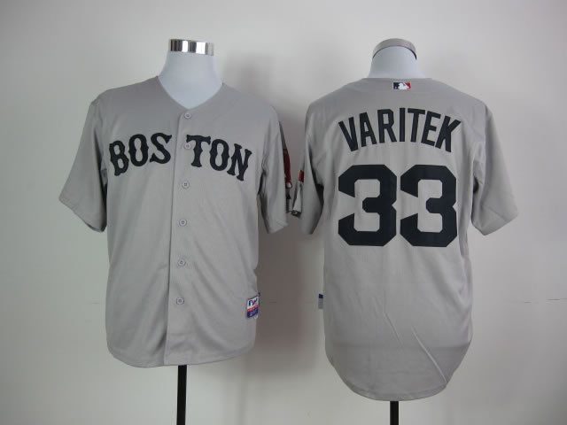 Men Boston Red Sox #33 Varitek Grey MLB Jerseys